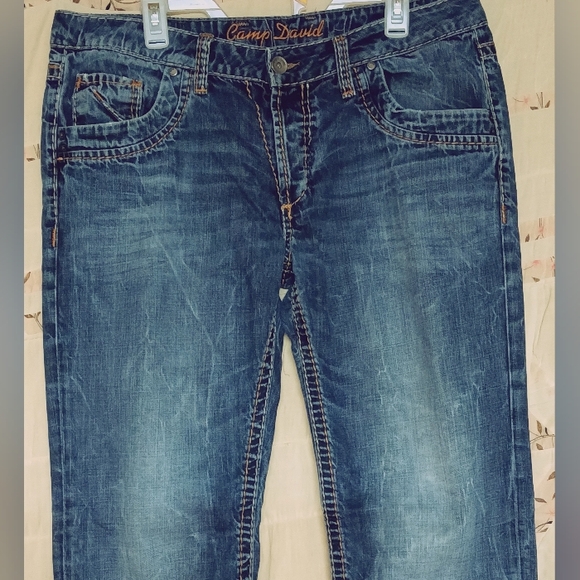 Men's NWT Silver 7 Camp David distressed blue jeans 38/30.5 - Picture 3 of 16